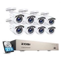 8-Channel 1080p 2TB DVR Security Camera System with 8 Wired Bullet Cameras by ZOSI