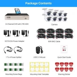 8-Channel 1080p 2TB DVR Security Camera System with 8 Wired Bullet Cameras by ZOSI -ProHT Sales Store white zosi wired security camera systems 8cn 261b8 20 us 76 1000