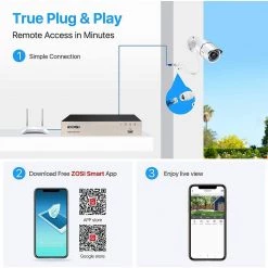 5MP 8-Channel POE 2TB NVR Security Camera System with 8X 5MP Wired Outdoor Security Cameras by ZOSI -ProHT Sales Store white zosi wired security camera systems 8en 2615x4285w4 20 a1 44 1000
