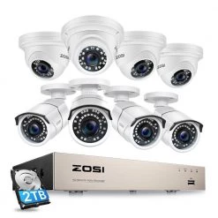 5MP 8-Channel POE 2TB NVR Security Camera System with 8X 5MP Wired Outdoor Security Cameras by ZOSI