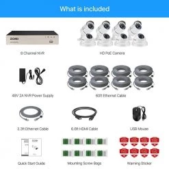 5MP 8-Channel POE 2TB NVR Security Camera System with 8X 5MP Wired Outdoor Security Cameras by ZOSI -ProHT Sales Store white zosi wired security camera systems 8en 2615x4285w4 20 a1 76 1000