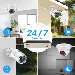 5MP 8-Channel POE 2TB NVR Security Camera System with 8X 5MP Wired Outdoor Security Cameras by ZOSI -ProHT Sales Store white zosi wired security camera systems 8en 2615x4285w4 20 a1 fa 1000