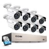 H.265+ 8-Channel 1080p 2TB DVR Security Camera System with 8-Wired Bullet Cameras, White by ZOSI