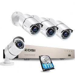 8 Channel 1080p 1TB Hard Drive Outdoor Security Camera System with 4 Wired Bullet Cameras by ZOSI