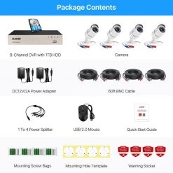 8 Channel 1080p 1TB Hard Drive Outdoor Security Camera System with 4 Wired Bullet Cameras by ZOSI -ProHT Sales Store white zosi wired security camera systems 8mn 261w4s 10 us d4 1000