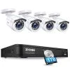 H.265+ 8-Channel 5MP-LITE DVR 1TB Hard Drive Security Camera System with 4X 1080P Wired Bullet Cameras, Remote Access by ZOSI -ProHT Sales Store white zosi wired security camera systems 8vm 106w4s 10 64 1000