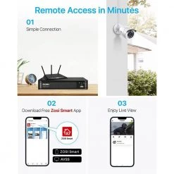 H.265+ 8-Channel 5MP-LITE DVR 1TB Hard Drive Security Camera System with 8 1080P Wired Bullet Cameras, Remote Access by ZOSI -ProHT Sales Store white zosi wired security camera systems 8vm 106w8s 10 1f 1000