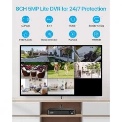 H.265+ 8-Channel 5MP-LITE DVR 1TB Hard Drive Security Camera System with 8 1080P Wired Bullet Cameras, Remote Access by ZOSI -ProHT Sales Store white zosi wired security camera systems 8vm 106w8s 10 a0 1000