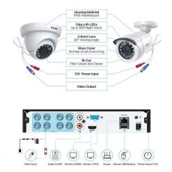 8 Channel 1080p 1TB Hard Drive DVR Security Camera System with 4 Wired Dome Cameras + 4 Wired Bullet Cameras by ZOSI -ProHT Sales Store white zosi wired security camera systems 8vm 106x418w4s 10 4f 1000
