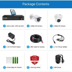 8 Channel 1080p 1TB Hard Drive DVR Security Camera System with 4 Wired Dome Cameras + 4 Wired Bullet Cameras by ZOSI -ProHT Sales Store white zosi wired security camera systems 8vm 106x418w4s 10 fa 1000