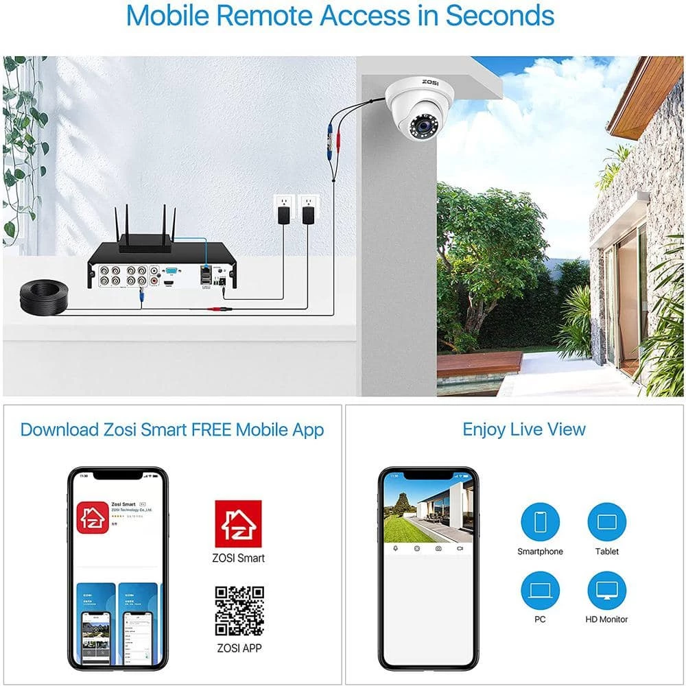 8 Channel 5MP-Lite 1TB Hard Drive DVR Security Camera System with 4 1080p Wired Dome Cameras, Remote Access by ZOSI 11 8 Channel 5MP-Lite 1TB Hard Drive DVR Security Camera System with 4 1080p Wired Dome Cameras, Remote Access by ZOSI - Image 9