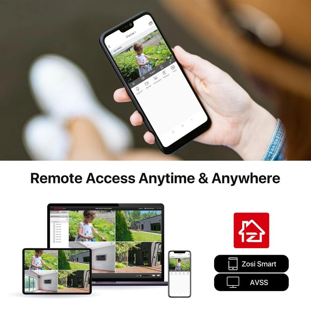 8 Channel 5MP-Lite 1TB Hard Drive DVR Security Camera System with 4 1080p Wired Dome Cameras, Remote Access by ZOSI 12 8 Channel 5MP-Lite 1TB Hard Drive DVR Security Camera System with 4 1080p Wired Dome Cameras, Remote Access by ZOSI - Image 10