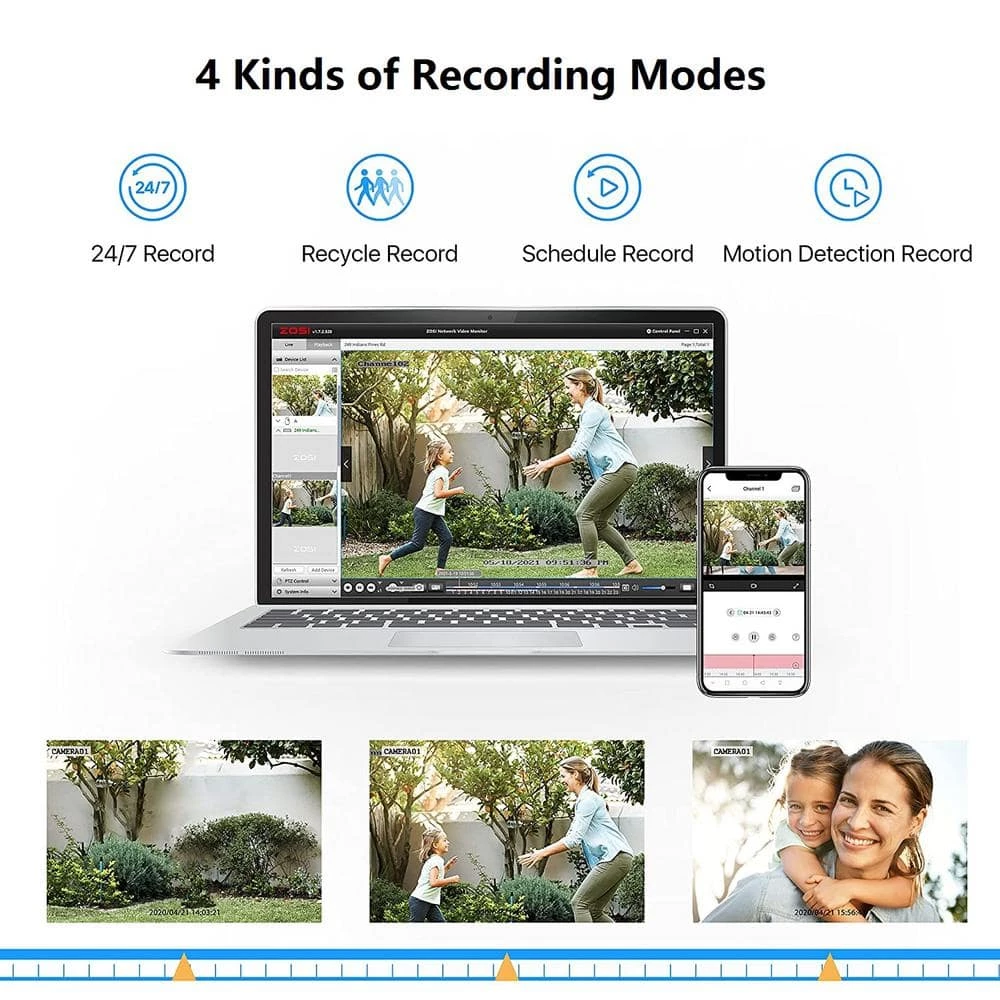 8 Channel 5MP-Lite 1TB Hard Drive DVR Security Camera System with 4 1080p Wired Dome Cameras, Remote Access by ZOSI 8 8 Channel 5MP-Lite 1TB Hard Drive DVR Security Camera System with 4 1080p Wired Dome Cameras, Remote Access by ZOSI - Image 6