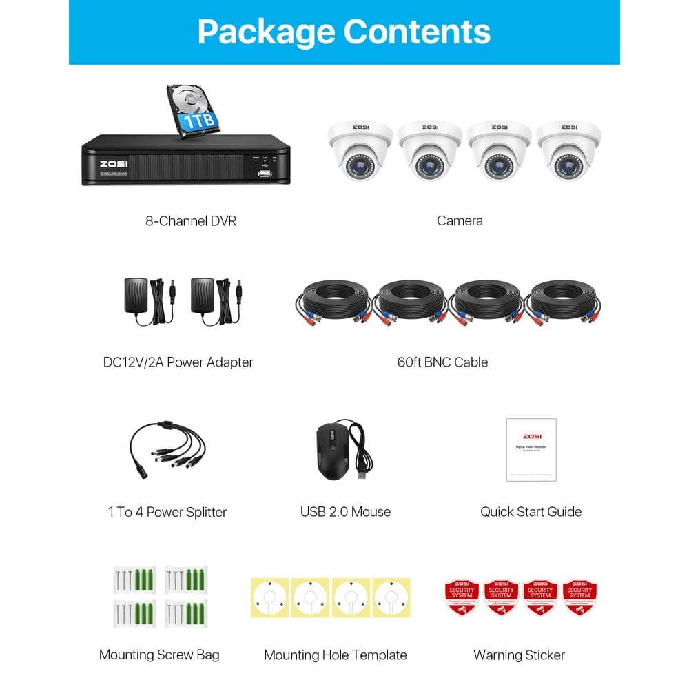 8 Channel 5MP-Lite 1TB Hard Drive DVR Security Camera System with 4 1080p Wired Dome Cameras, Remote Access by ZOSI 13 8 Channel 5MP-Lite 1TB Hard Drive DVR Security Camera System with 4 1080p Wired Dome Cameras, Remote Access by ZOSI - Image 11