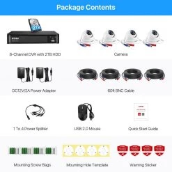 8-Channel 1080P DVR 2TB Surveillance System with 4 Wired Outdoor Security Cameras by ZOSI -ProHT Sales Store white zosi wired security camera systems 8vm 418w4s 20 us fa 1000