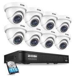 8-Channel 1080p 1TB DVR Security Camera System with 8 Wired Dome Cameras by ZOSI