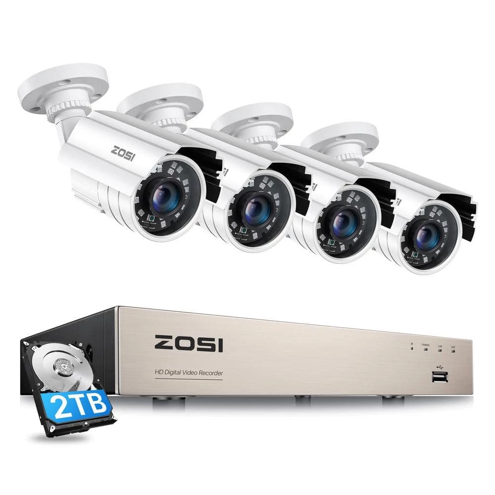 H.265+ 8-Channel 5MP-Lite DVR 2TB Hard Drive Security Camera System with 4 Wired Cameras, 80ft Night Vision by ZOSI 3 H.265+ 8-Channel 5MP-Lite DVR 2TB Hard Drive Security Camera System with 4 Wired Cameras, 80ft Night Vision by ZOSI