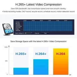 H.265+ 8-Channel 5MP-Lite DVR 2TB Hard Drive Security Camera System with 4 Wired Cameras, 80ft Night Vision by ZOSI 20 H.265+ 8-Channel 5MP-Lite DVR 2TB Hard Drive Security Camera System with 4 Wired Cameras, 80ft Night Vision by ZOSI -ProHT Sales Store white zosi wired security camera systems 8vn 211w4s 20 us c3 1000