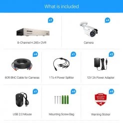 H.265+ 8-Channel 5MP-Lite DVR 2TB Hard Drive Security Camera System with 4 Wired Cameras, 80ft Night Vision by ZOSI 24 H.265+ 8-Channel 5MP-Lite DVR 2TB Hard Drive Security Camera System with 4 Wired Cameras, 80ft Night Vision by ZOSI -ProHT Sales Store white zosi wired security camera systems 8vn 211w4s 20 us fa 1000