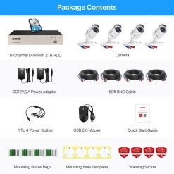 8-Channel 1080p 2TB DVR Security Camera System with 4 Wired Outdoor Cameras, Motion Detection, Night Vision by ZOSI -ProHT Sales Store white zosi wired security camera systems 8vn 261w4s 20 us 76 1000
