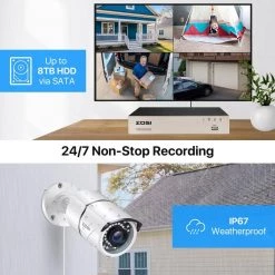 8-Channel 1080p 2TB DVR Security Camera System with 4 Wired Outdoor Cameras, Motion Detection, Night Vision by ZOSI -ProHT Sales Store white zosi wired security camera systems 8vn 261w4s 20 us d4 1000