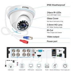 8-Channel 1080p 1TB DVR Security Camera System with 4 Wired Dome Cameras, Outdoor/Indoor Surveillance System by ZOSI -ProHT Sales Store white zosi wired security camera systems 8vn 418w4s 10 1f 1000