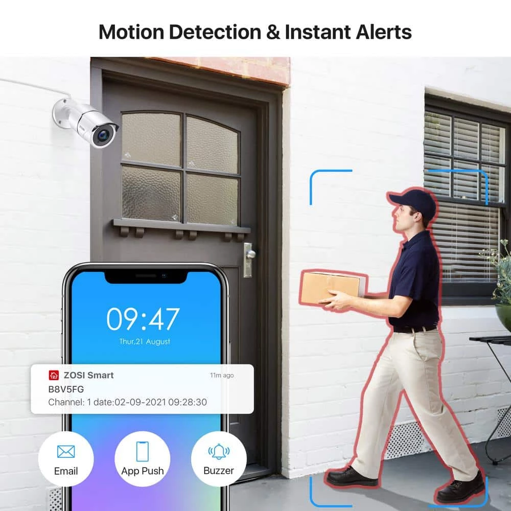 FHD 1080p 8-Channel 1TB DVR Security System with 8 Wired Audio Security Cameras, 120 ft. Night Vision, Motion Alerts by ZOSI 5 FHD 1080p 8-Channel 1TB DVR Security System with 8 Wired Audio Security Cameras, 120 ft. Night Vision, Motion Alerts by ZOSI - Image 3