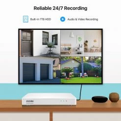 FHD 1080p 8-Channel 1TB DVR Security System with 8 Wired Audio Security Cameras, 120 ft. Night Vision, Motion Alerts by ZOSI 19 FHD 1080p 8-Channel 1TB DVR Security System with 8 Wired Audio Security Cameras, 120 ft. Night Vision, Motion Alerts by ZOSI -ProHT Sales Store white zosi wired security camera systems 8vu 261w8f 10 us 4f 1000