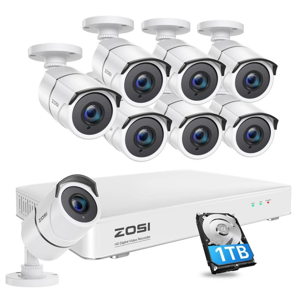 FHD 1080p 8-Channel 1TB DVR Security System with 8 Wired Audio Security Cameras, 120 ft. Night Vision, Motion Alerts by ZOSI 3 FHD 1080p 8-Channel 1TB DVR Security System with 8 Wired Audio Security Cameras, 120 ft. Night Vision, Motion Alerts by ZOSI
