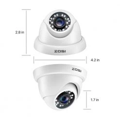 Wired 1080p Indoor/Outdoor Dome Security Camera 4-in-1 Compatible for TVI/CVI/AHD/CVBS DVR by ZOSI -ProHT Sales Store white zosi wired security cameras 1ac 4182c ws n fa 1000