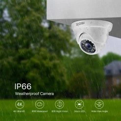 4K 8Mp Wired Outdoor Dome Security Camera Compatible for TVI Analog DVR by ZOSI -ProHT Sales Store white zosi wired security cameras 1ac 4188a ws 4f 1000