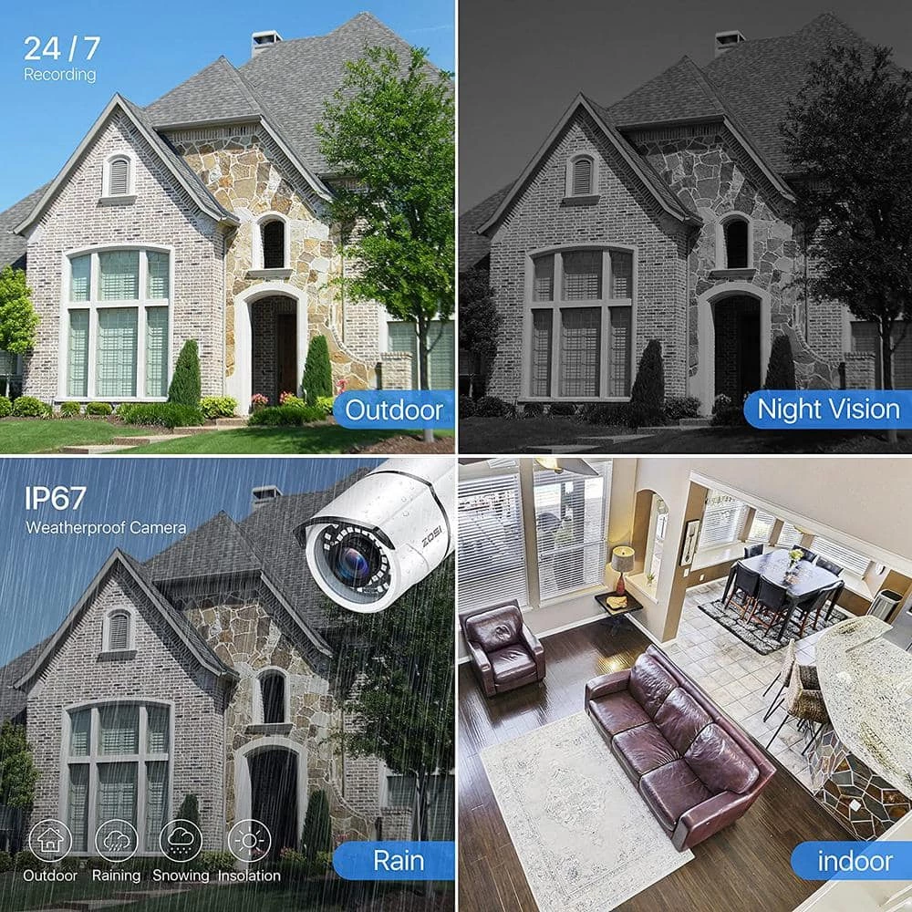 2.0MP Wired 1080p Outdoor Bullet Security Camera 4-in-1 Compatible for 1080p/720p TVI/CVI/AHD/CVBS DVR by ZOSI 11 2.0MP Wired 1080p Outdoor Bullet Security Camera 4-in-1 Compatible for 1080p/720p TVI/CVI/AHD/CVBS DVR by ZOSI - Image 9