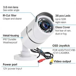Wired 1080p Outdoor/Indoor Bullet Security Camera 4-in-1 Compatible for TVI/CVI/AHD/CVBS DVR by ZOSI -ProHT Sales Store white zosi wired security cameras 2ak 2612c ws us 1d 1000