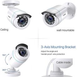 Wired 1080p Outdoor Bullet Security Camera Only Compatible with TVI Analog DVR (4-Cameras) by ZOSI -ProHT Sales Store white zosi wired security cameras 4ak 1062c w us 44 1000