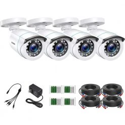 Wired 1080p Outdoor Bullet Security Camera Only Compatible with TVI Analog DVR (4-Cameras) by ZOSI