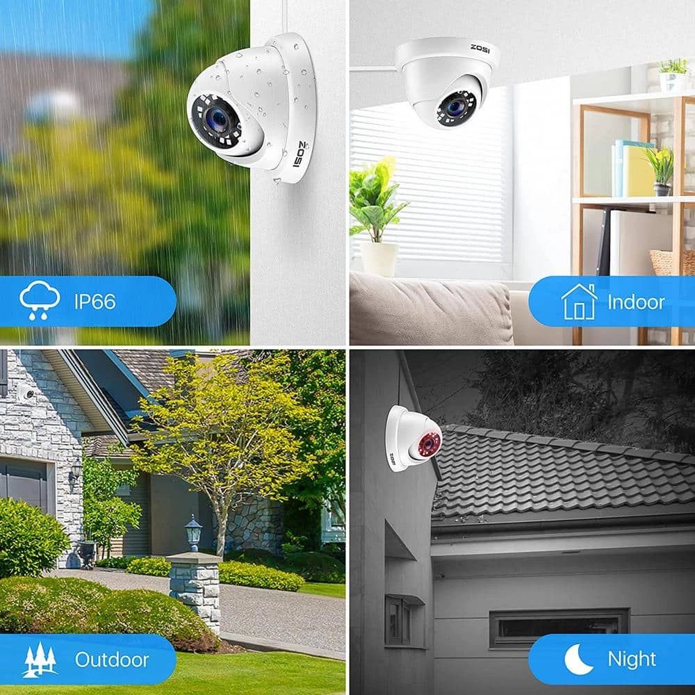 Wired 1080p White Indoor Dome TVI Security Camera Compatible for TVI DVRs by ZOSI 4 Wired 1080p White Indoor Dome TVI Security Camera Compatible for TVI DVRs by ZOSI - Image 2