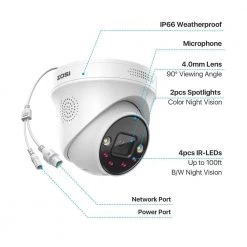 ZG225D 4K 8MP PoE Wired IP Security Camera with Night Vision, 2-Way Audio, Only Work with NVR Model ZR08DN, ZR16DK by ZOSI -ProHT Sales Store white zosi wired security cameras ipc 2258d w c 44 1000