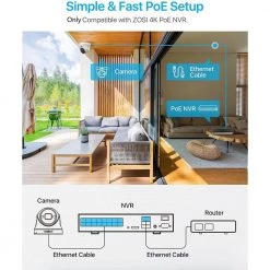 ZG225D 4K 8MP PoE Wired IP Security Camera with Night Vision, 2-Way Audio, Only Work with NVR Model ZR08DN, ZR16DK by ZOSI -ProHT Sales Store white zosi wired security cameras ipc 2258d w c 4f 1000