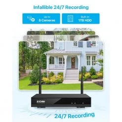 8-Channel 3MP 2K 1TB Hard Drive NVR Security Camera System with 4 Wireless Outdoor Cameras by ZOSI -ProHT Sales Store white zosi wireless security camera systems zswnvk j83041 w us 4f 1000