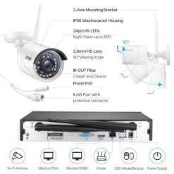 8-Channel 3MP Super HD 2TB NVR Security Camera System with 4 Outdoor/Indoor Wireless Bullet Cameras by ZOSI -ProHT Sales Store white zosi wireless security camera systems zswnvk j83042 w us 1d 1000