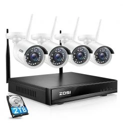 8-Channel 3MP Super HD 2TB NVR Security Camera System with 4 Outdoor/Indoor Wireless Bullet Cameras by ZOSI