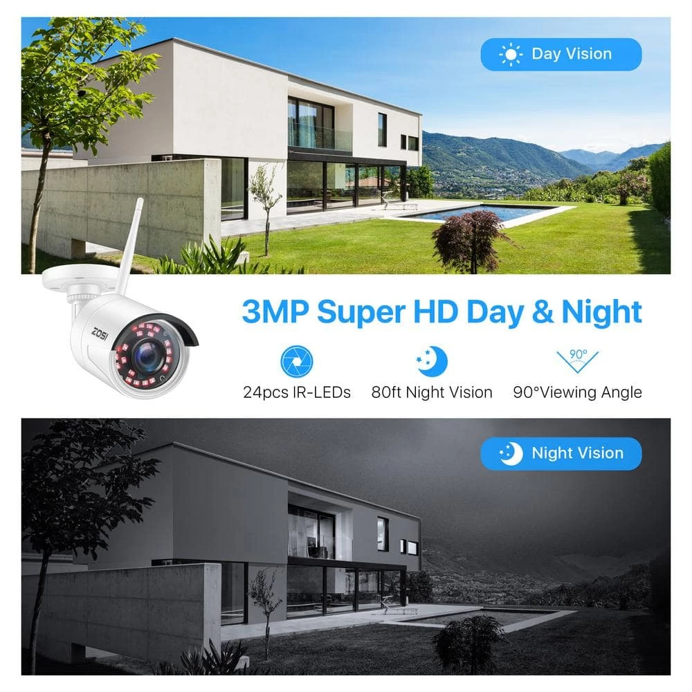 H.265+ 8-Channel 3MP 2K 1TB NVR Security Camera System with 8 Wireless Outdoor Bullet Cameras by ZOSI 5 H.265+ 8-Channel 3MP 2K 1TB NVR Security Camera System with 8 Wireless Outdoor Bullet Cameras by ZOSI - Image 3