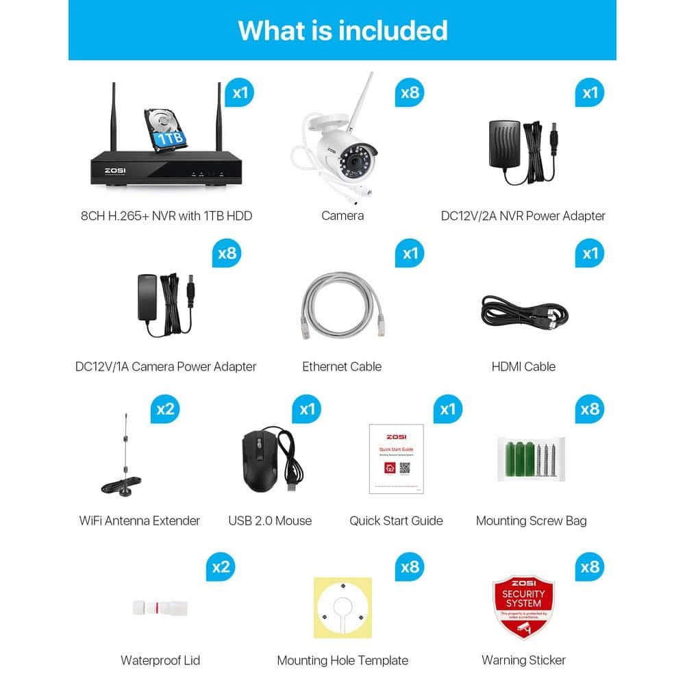 H.265+ 8-Channel 3MP 2K 1TB NVR Security Camera System with 8 Wireless Outdoor Bullet Cameras by ZOSI 15 H.265+ 8-Channel 3MP 2K 1TB NVR Security Camera System with 8 Wireless Outdoor Bullet Cameras by ZOSI - Image 13
