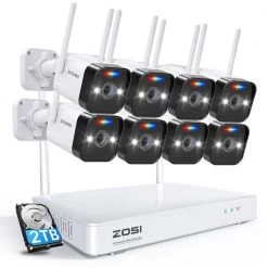 H.265 Plus 8-Channel 3MP 2TB Hard Drive NVR Security Camera System with 8 Wireless Outdoor Cameras, 80 ft. Night Vision by ZOSI