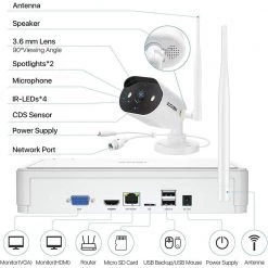 2K 6-Channel 1080p 1TB NVR Security Camera System with 4-Wireless Bullet Spotlight Cameras, 2-Way Audio, 24/7 Recording by ZOSI -ProHT Sales Store white zosi wireless security camera systems zswnvk q82041 w us c3 1000