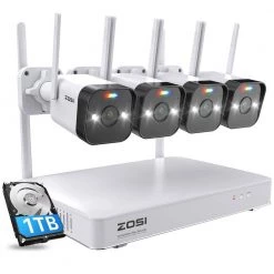 8-Channel 3MP 2K 1TB HDD NVR Security Camera System with 4 Wireless Outdoor Cameras, Two-Way Audio, Plug and Play by ZOSI