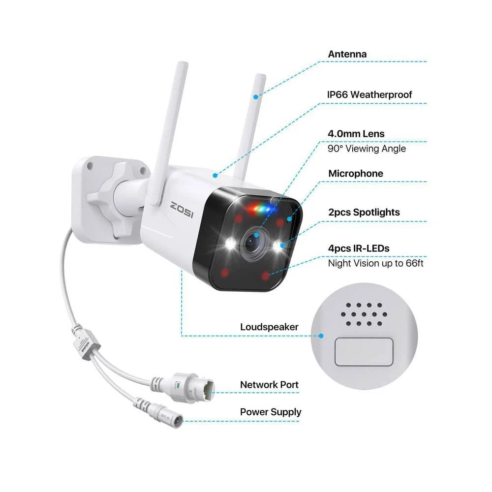 ZG1883M 3MP Wireless Add-On Security Camera Only Work with W4/W4 Pro NVR Model ZR08PU, ZR08GP by ZOSI 8 ZG1883M 3MP Wireless Add-On Security Camera Only Work with W4/W4 Pro NVR Model ZR08PU, ZR08GP by ZOSI - Image 6