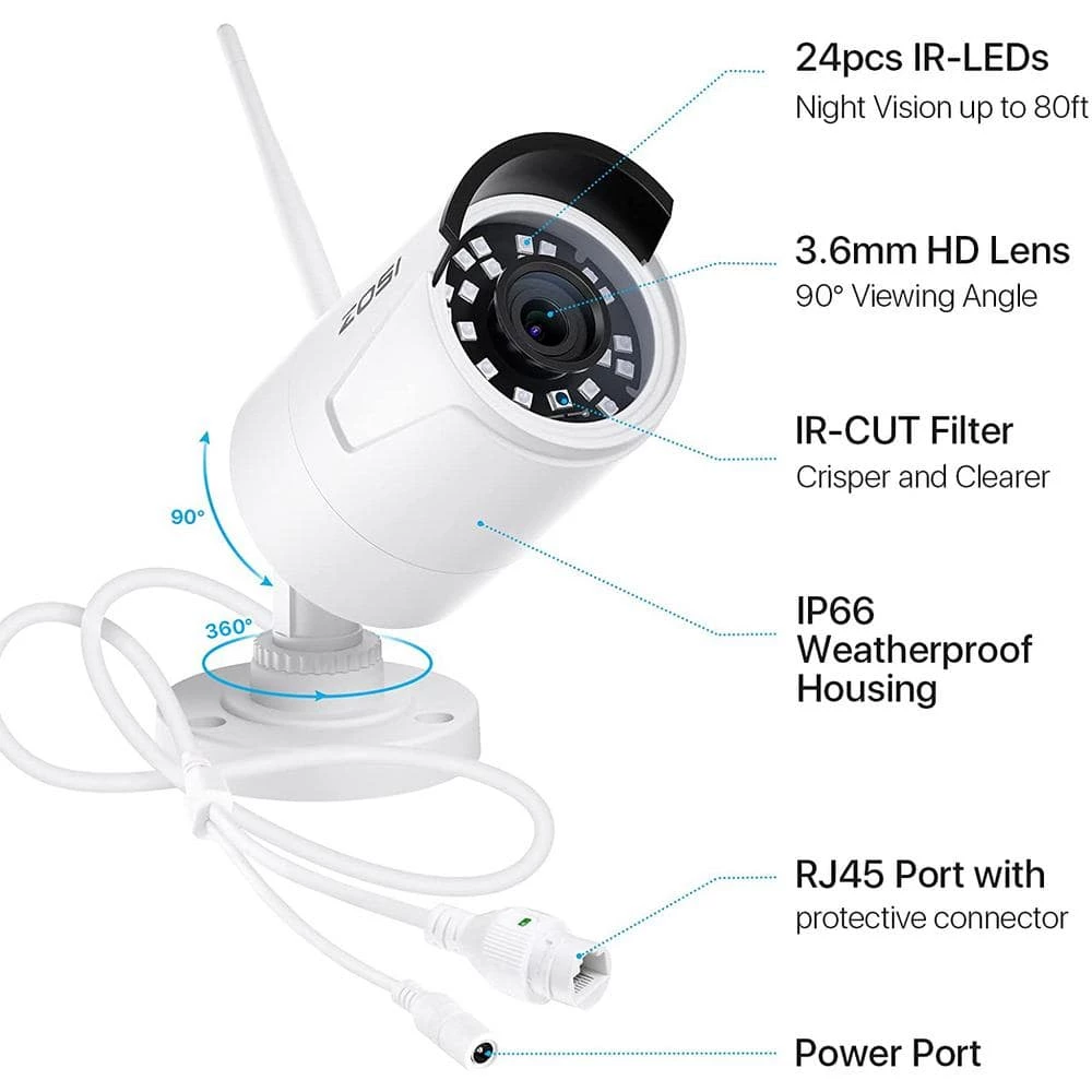 ZG2323M ZG2322M Add-on Camera 3MP Wireless Outdoor Security IP Camera Only Compatible With NVR Model ZR08JP by ZOSI 8 ZG2323M ZG2322M Add-on Camera 3MP Wireless Outdoor Security IP Camera Only Compatible With NVR Model ZR08JP by ZOSI - Image 6