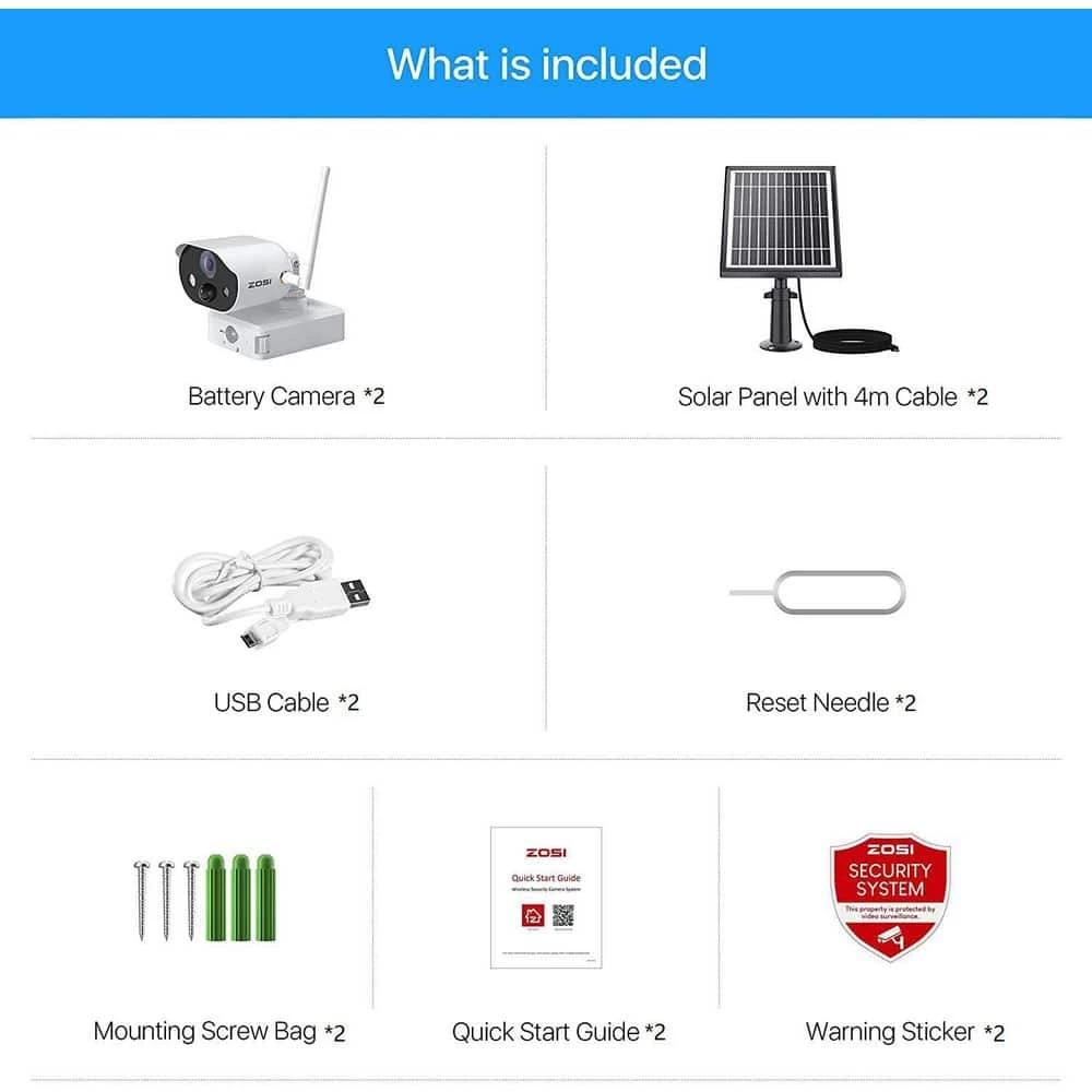Wireless 1080P WIFI Battery Rechargeable Solar Panels Outdoor Security Camera, 2-Way Audio, Smart Light&Sound Alarm by ZOSI 10 Wireless 1080P WIFI Battery Rechargeable Solar Panels Outdoor Security Camera, 2-Way Audio, Smart Light&Sound Alarm by ZOSI - Image 8