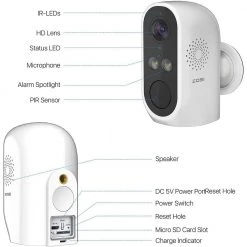 Wireless 1080P Outdoor/Indoor Smart Home Security Camera White 2-Way Audio PIR Motion Detection by ZOSI 18 Wireless 1080P Outdoor/Indoor Smart Home Security Camera White 2-Way Audio PIR Motion Detection by ZOSI -ProHT Sales Store white zosi wireless security cameras ipc 6962m w 3 c3 1000